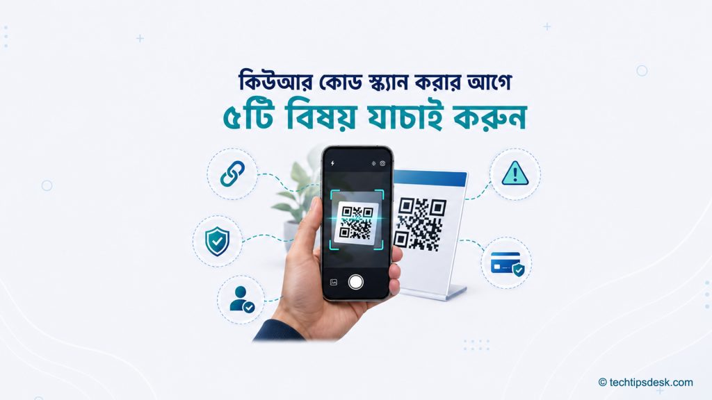 কিউআর কোড স্ক্যান করার আগে নিরাপত্তা যাচাই করছেন একজন ব্যবহারকারী