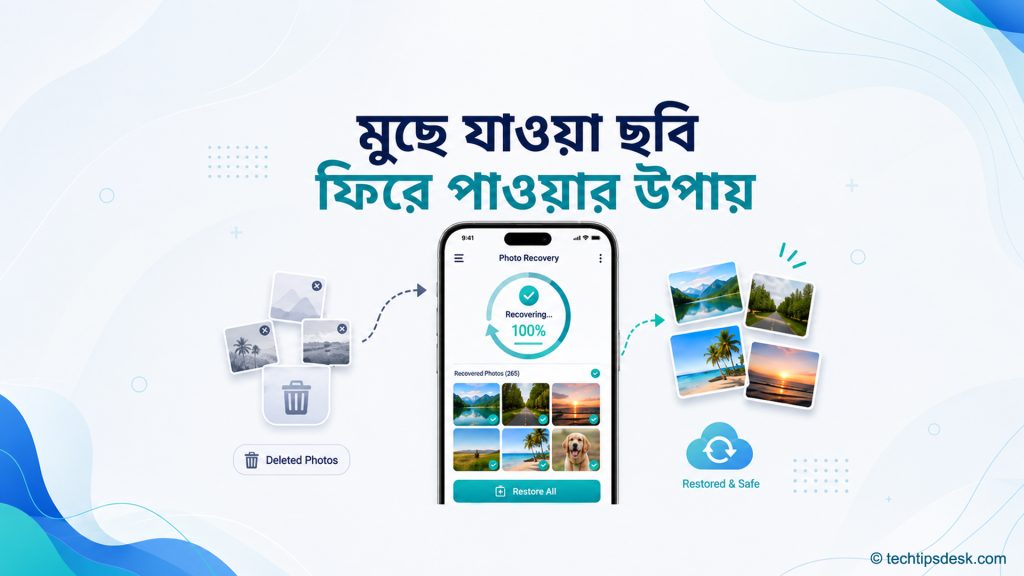 স্মার্টফোনে মুছে যাওয়া ছবি পুনরুদ্ধারের প্রতীকী প্রক্রিয়া