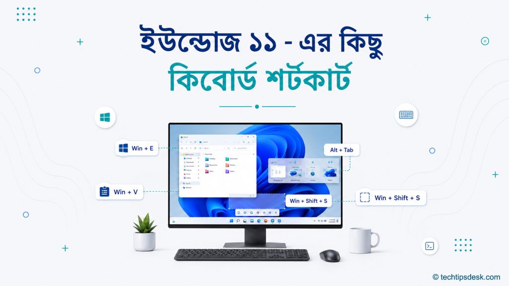 Windows 11 Keyboard Shortcuts ব্যবহার করে কম্পিউটারে দ্রুত কাজ করার দৃশ্য