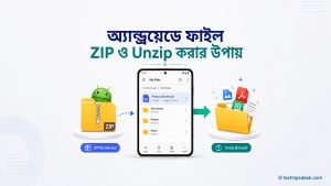 Android ফোনে ZIP ফাইল তৈরি ও Unzip করার প্রক্রিয়ার প্রতীকী চিত্র